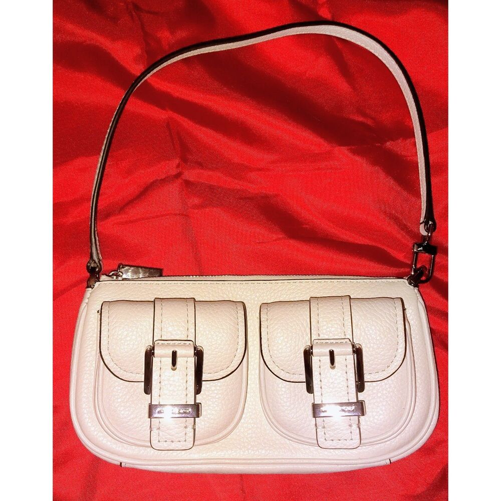 MICHAEL Michael Kors Zoe Small Convertible Pouchette White Leather Shoulder Bag